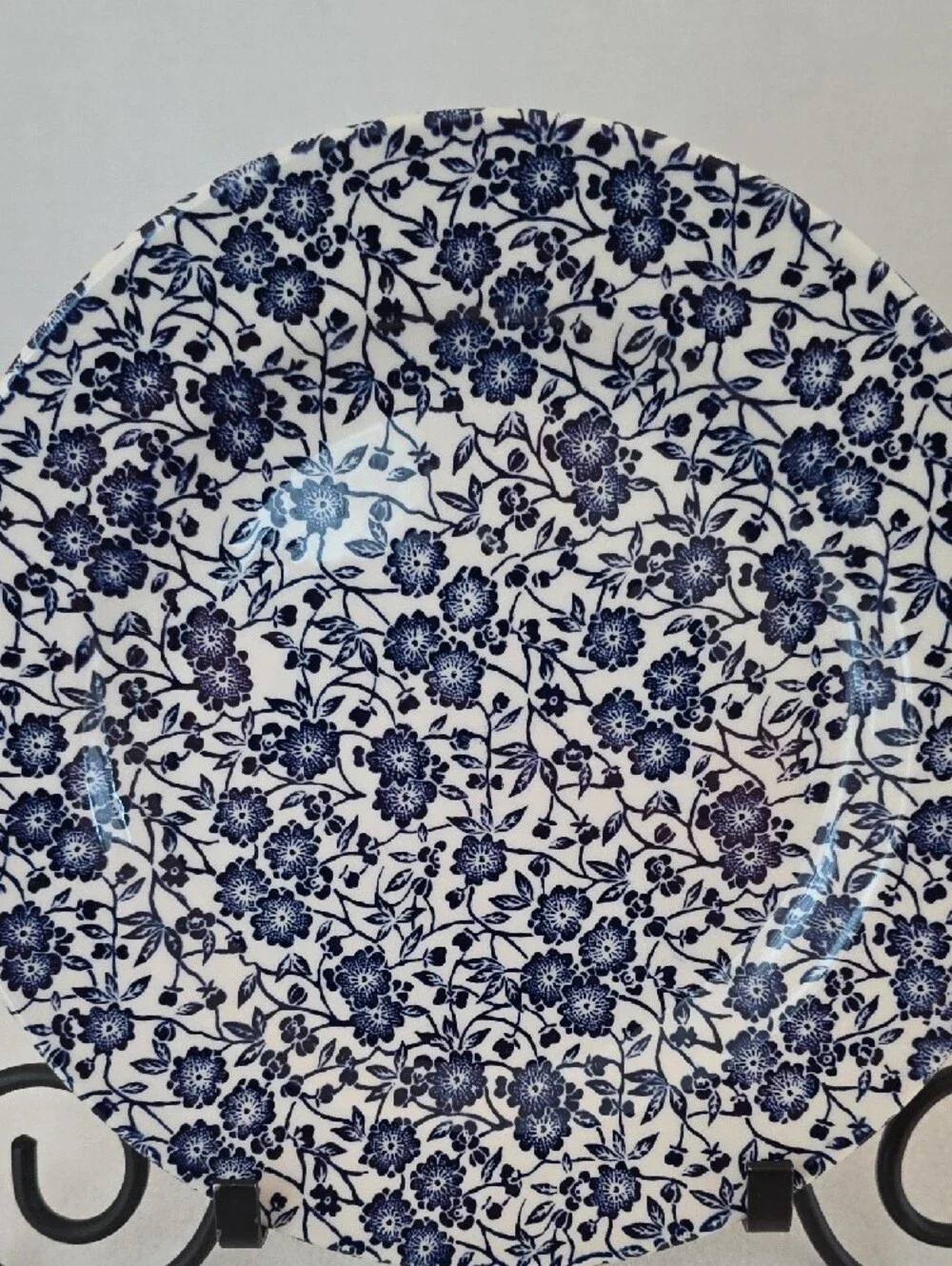 Queen's White Navy Floral Elegant Ceramic Dinner Plate Made in England